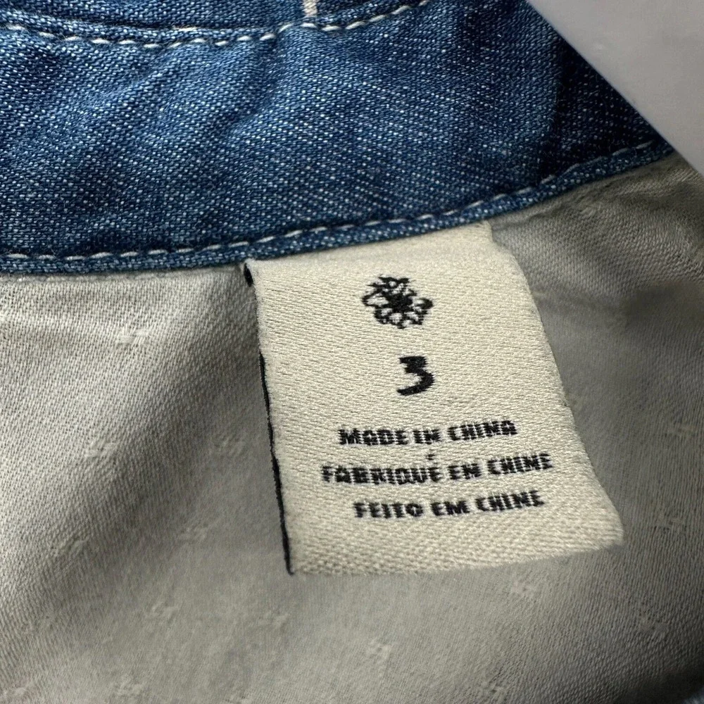 Maison Scotch Top Shirt Blouse Size 3‎ Large Blue Denim Long Sleeve Button Up - Picture 13 of 16